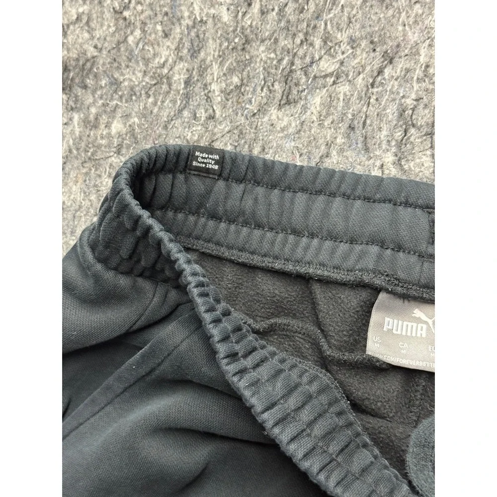 Puma Mens Fleece Lined Jogger Sweatpants Black Elastic Waist Size Medium